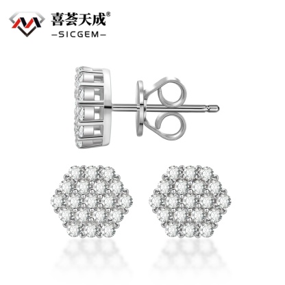 Iced Round Synthetic Moissanite Stud Earrings For Men Women Gift