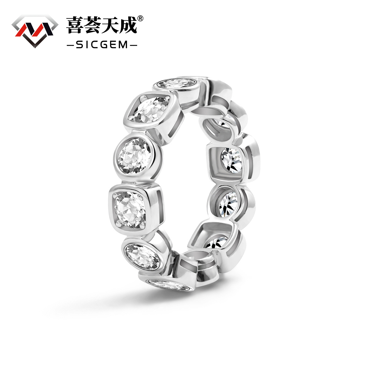 S925 6ct Round D Color VVS Synthetic Moissanite Luxury Hip Hop Ring For Men Women