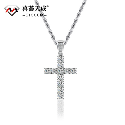 Unisex Classic Cross Pendant Necklace 925S & VVS Moissanite