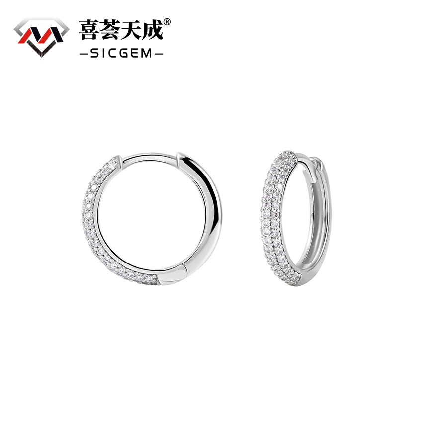 S925 D Color VVS Synthetic Moissanite Huggie Earrings