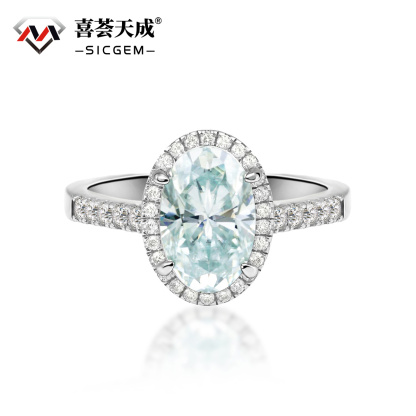 3ct Oval Synthetic Moissanite Promise Halo Wedding Ring In 925 Sterling Silver