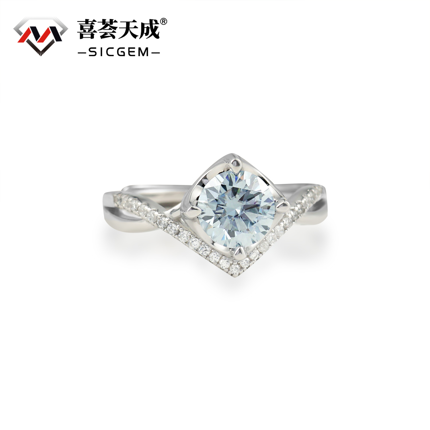 1ct Round Synthetic Moissanite Crown Ring S925