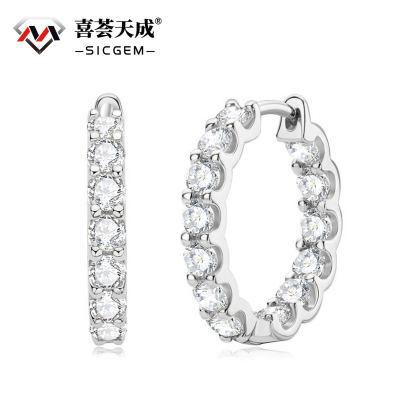 1.3ct Round Synthetic Moissanite Hoop Stud Earrings S925