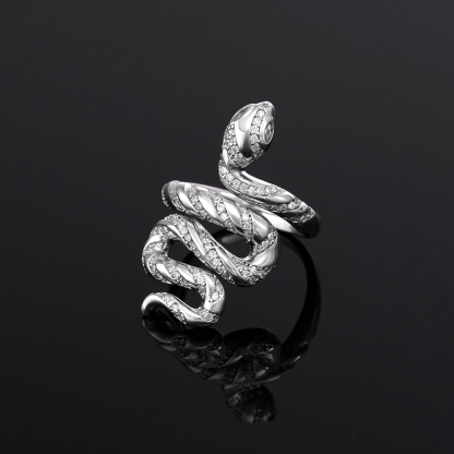 Serpentine Snaked Unisex Ring Moissanite & S925
