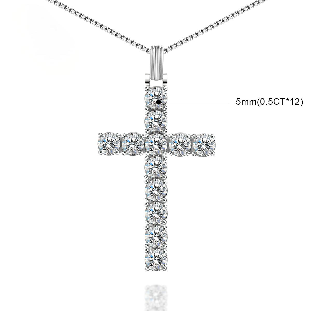 S925 6CT BLACK WHITE SYNTHETIC MOISSANITE CROSS NECKLACE