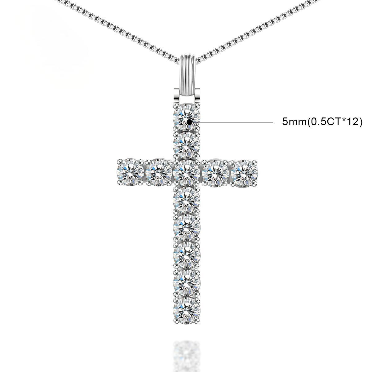 S925 6CT BLACK WHITE SYNTHETIC MOISSANITE CROSS NECKLACE