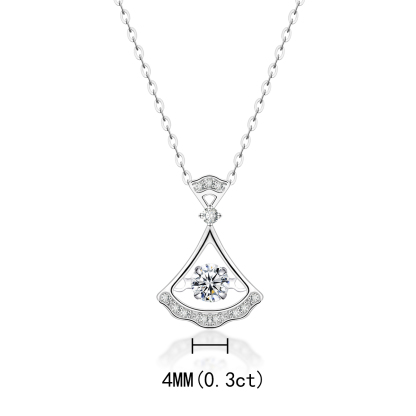 S925 SYNTHETIC MOISSANITE FAN-SHAPED SKIRT NECKLACE PENDANT