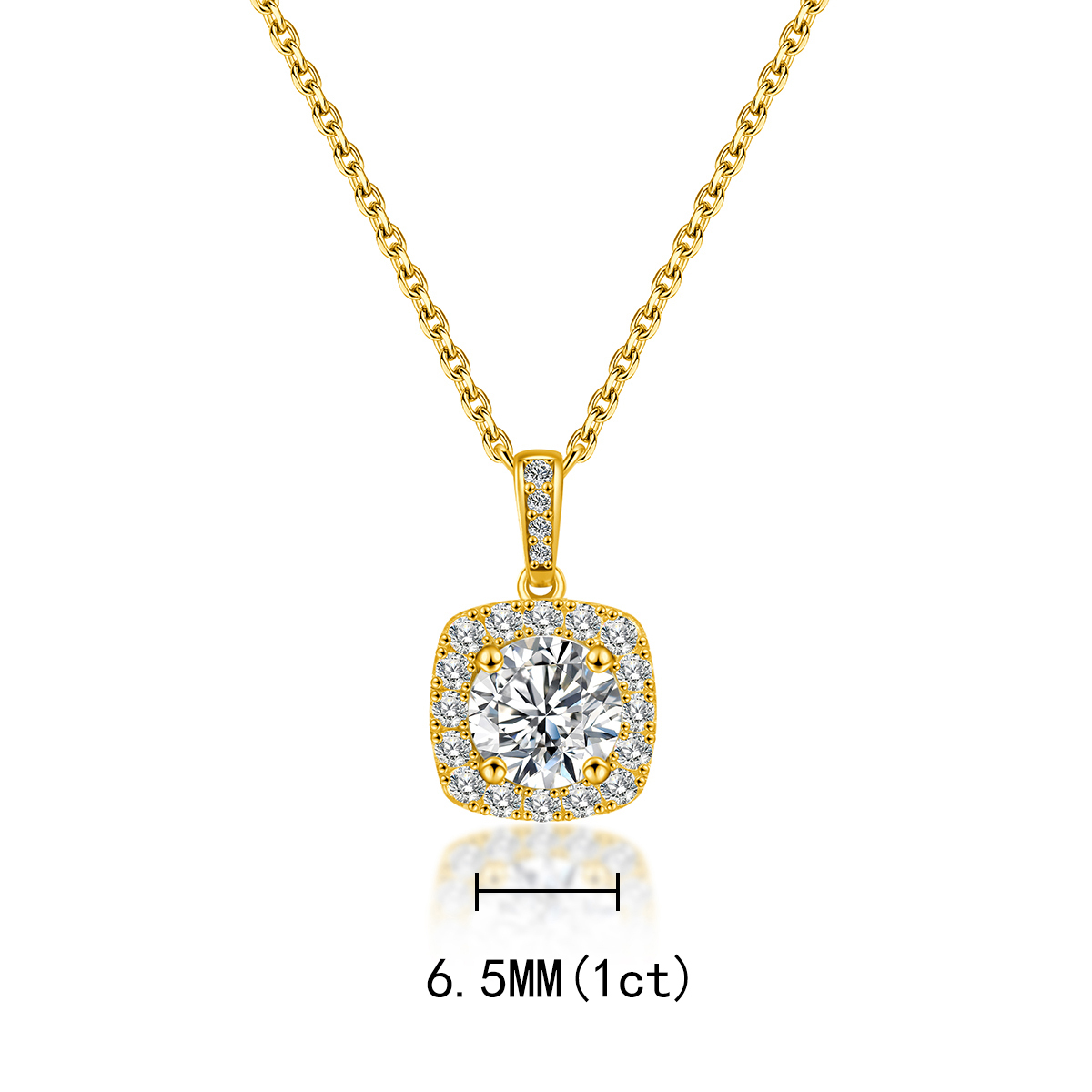 S925 1CT ROUND SYNTHETIC MOISSANITE ROMANTIC NECKLACE PENDANT GIFT FOR WOMEN