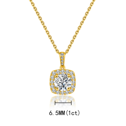 S925 1CT ROUND SYNTHETIC MOISSANITE ROMANTIC NECKLACE PENDANT GIFT FOR WOMEN