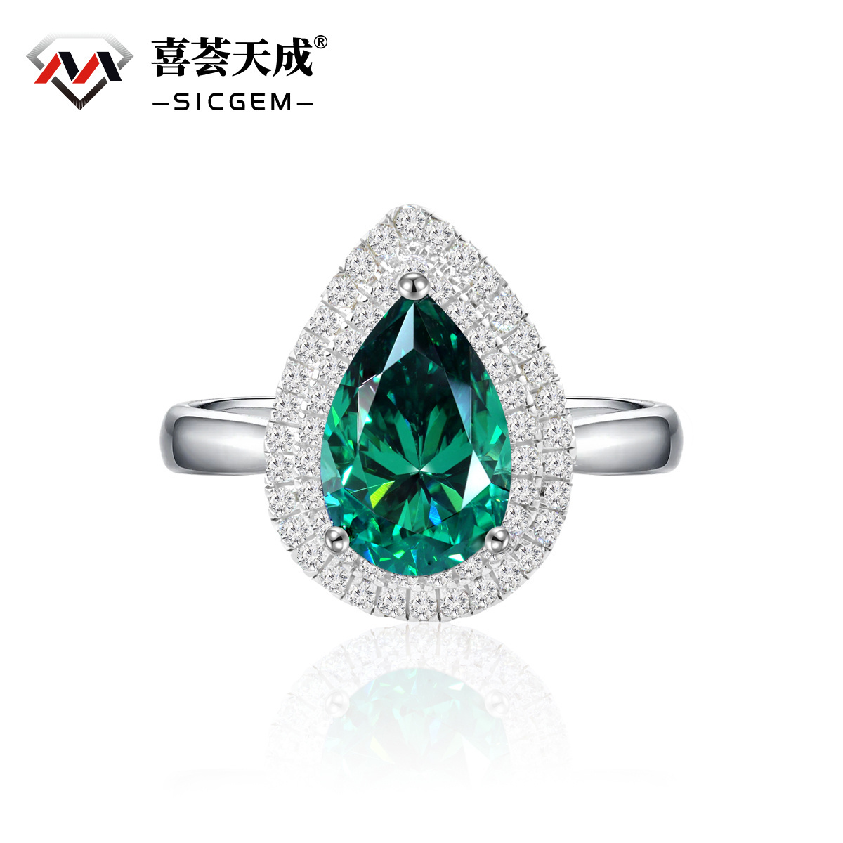 4ct Pear Synthetic Moissanite Double Halo Ring In 925 Sterling Silver