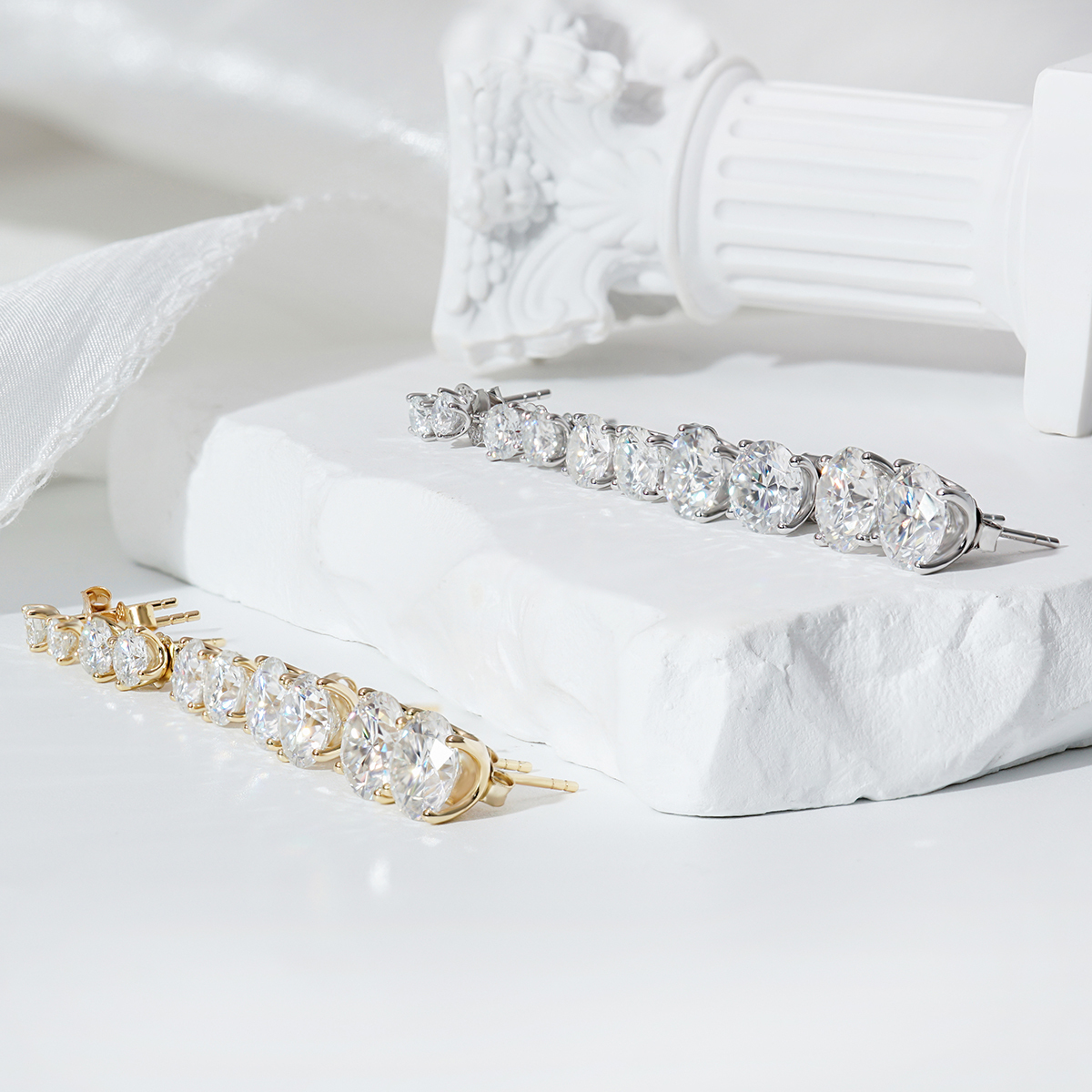 Solitaire Four Prong Earrings Screw Back Stud D-Color Moissanite & S925