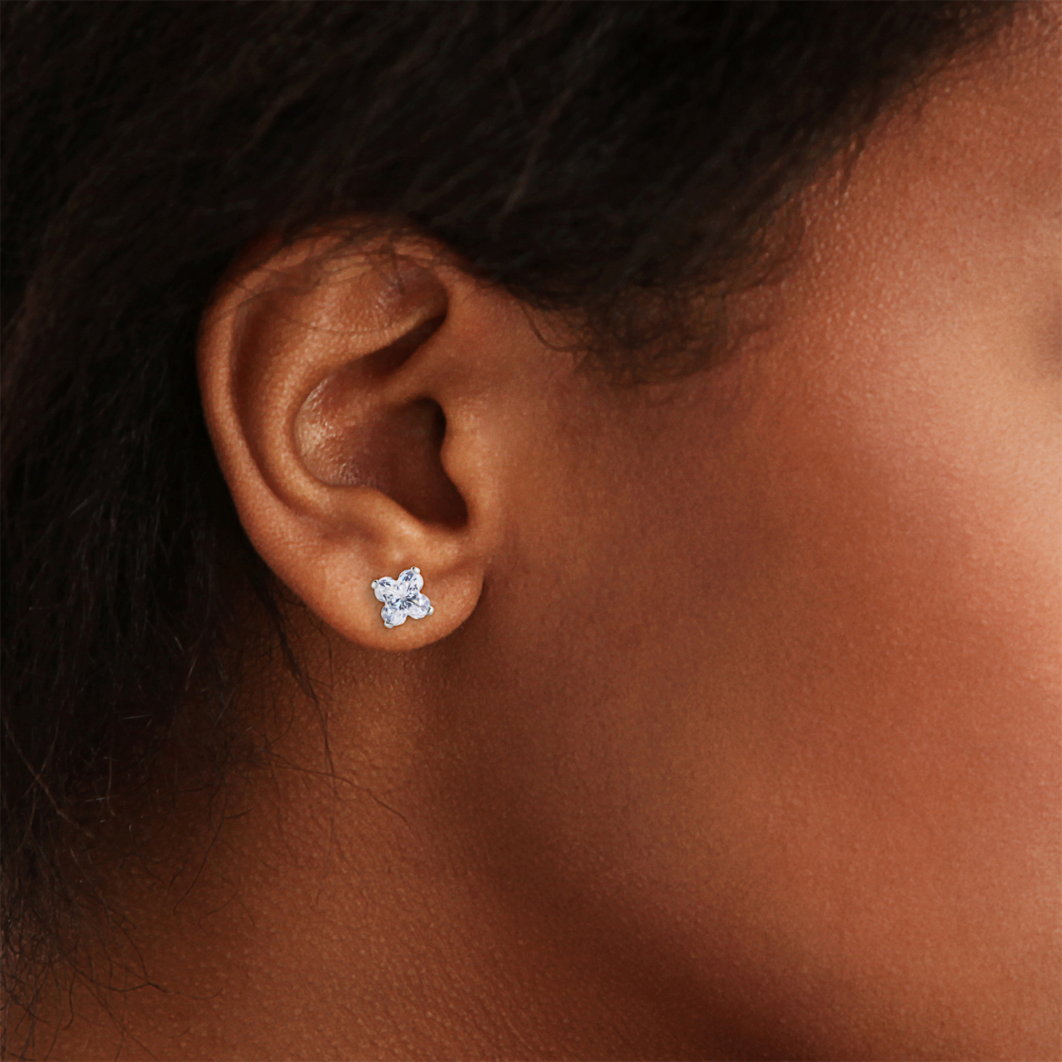 Delzzad Twinkling Four-Leaf Clover Prong Stud Earrings Lab-Created Moissanite Stud Earring S925 Sterling Silver Moissanite Jewelry Perfect Birthday Gift for Men Women Wedding Set