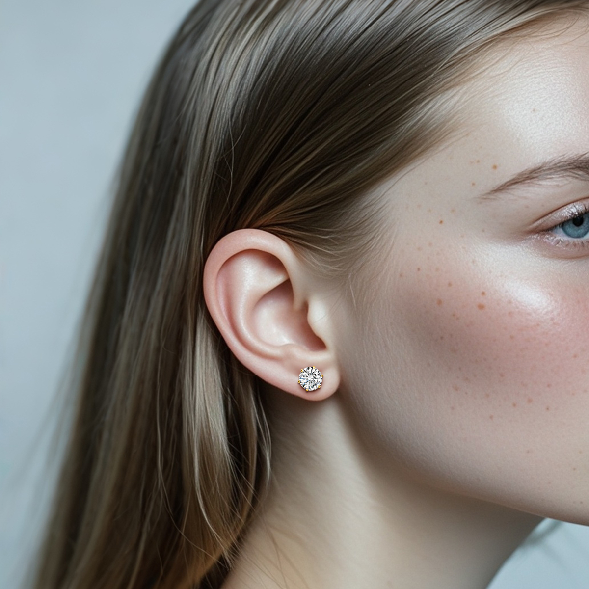 FROSTFIRE Six-Prong Solitaire Stud Earrings 925S & VVS Moissanite