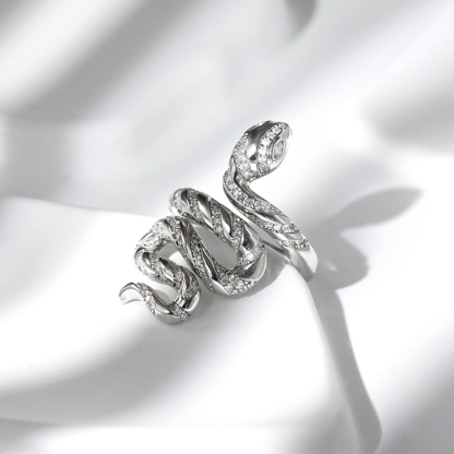 Serpentine Snaked Unisex Ring Moissanite & S925