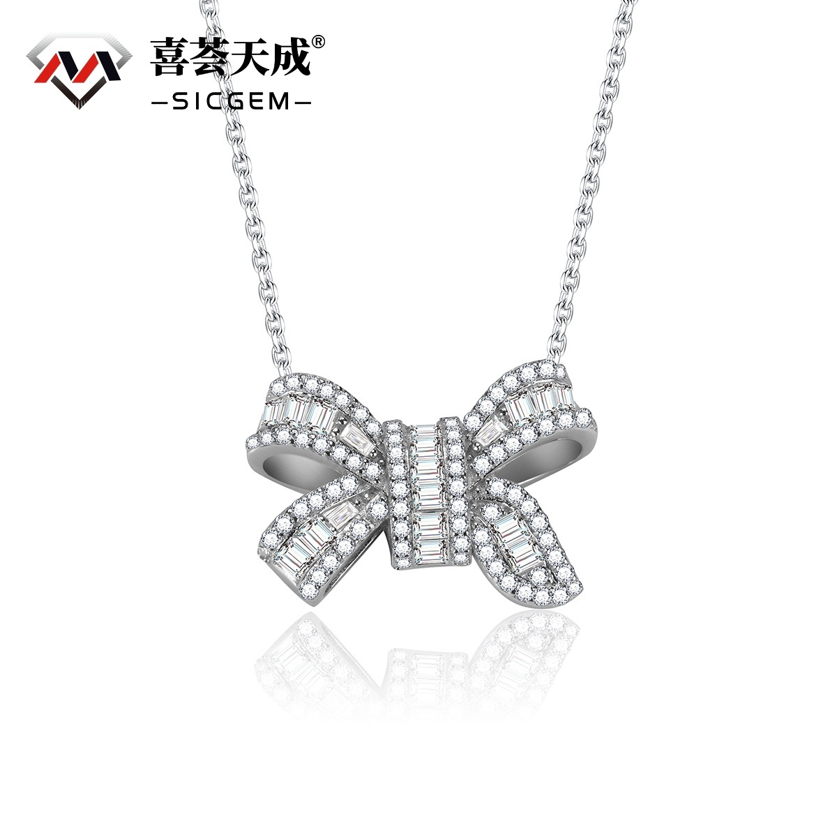 0.8ct Bow-tie Necklace VVS Synthetic Moissanite S925 Chain