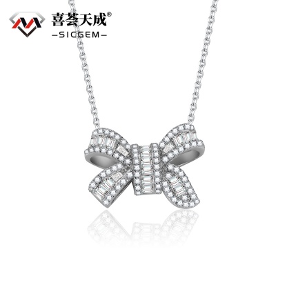 0.8ct Bow-tie Necklace VVS Synthetic Moissanite S925 Chain