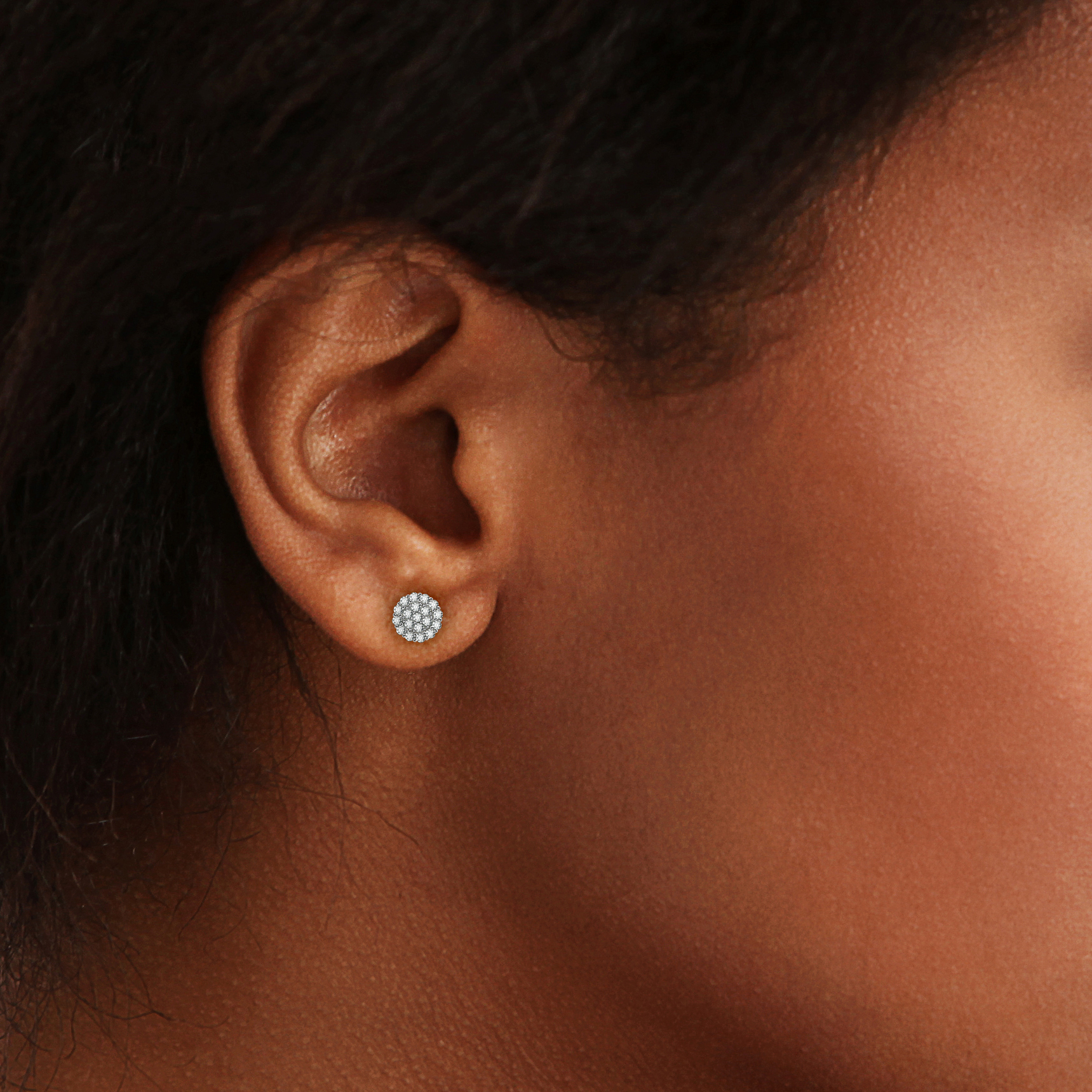 Iced Round Synthetic Moissanite Stud Earrings For Men Women Gift