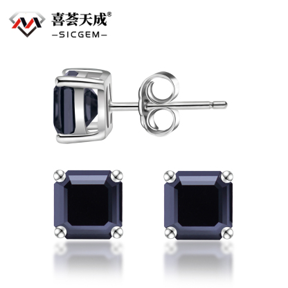 S925 Asscher Cut Synthetic Moissanite Prong Stud Earrings For Men Women