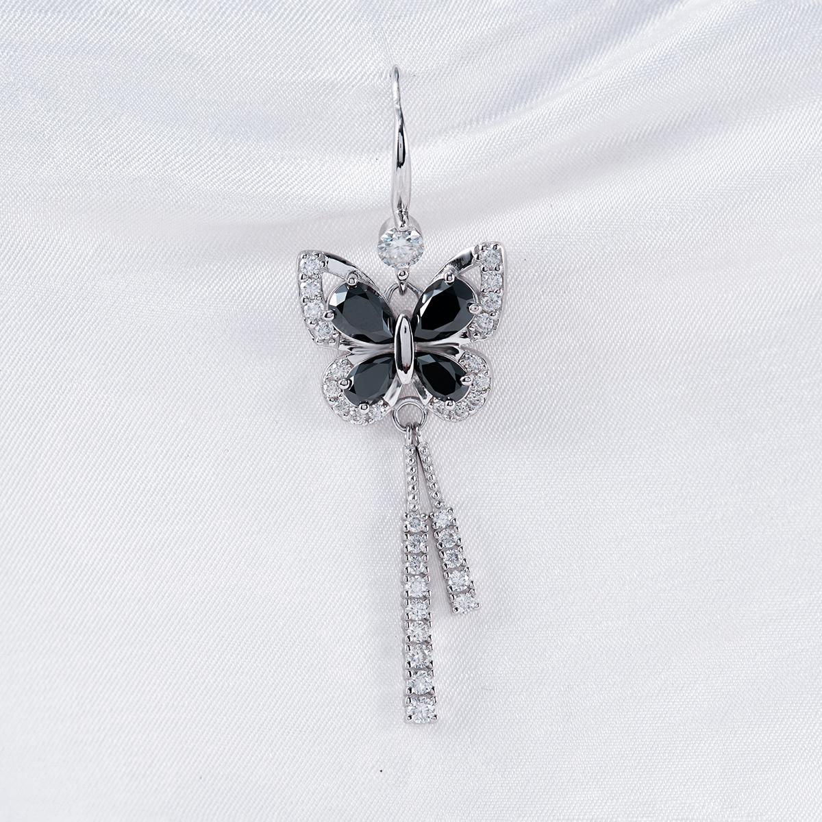 3.2ct Black Butterfly Synthetic Moissanite Earrings S925
