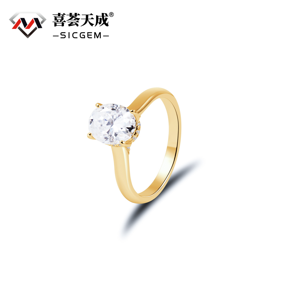 2ct Solitaire Oval Promise Engagement Ring Synthetic Moissanite S925 Wedding Ring Band Jewelry for Women