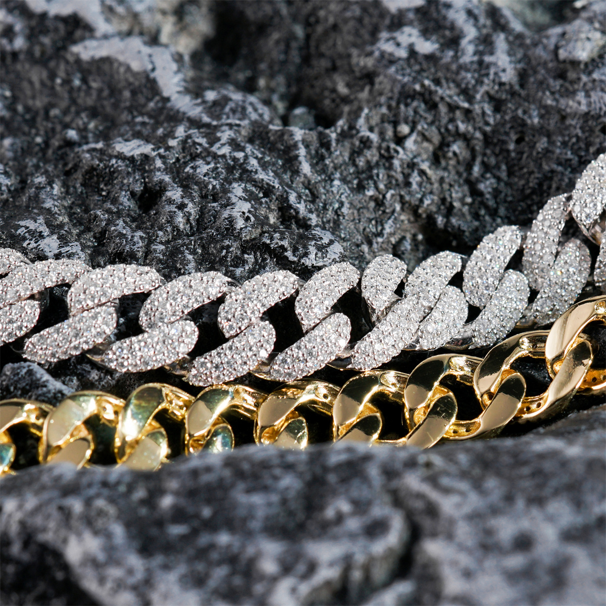 01style S925 VVS Synthetic Moissanite Hip Hop Unisex Cuban Link Bracelet