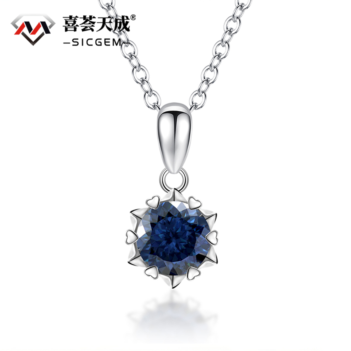 2ct Blue Synthetic Moissanite Graceful Snowflake Pendant Necklace Chain S925