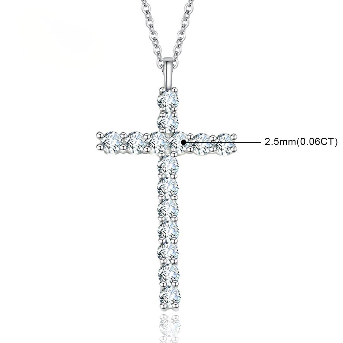0.9ct Bling Cross Necklace D Color VVS Synthetic Moissanite S925 Pendant Necklace Chain Jewelry Perfect for Any Occasion & Everyday Wear Birthday Anniversary Gift for Men Women Silver Earrings Golden Earrings Wedding Set
