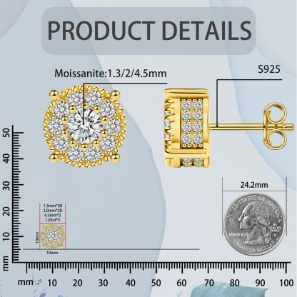 Royal Double Halo Spark Stud Earrings 925S & VVS Moissanite