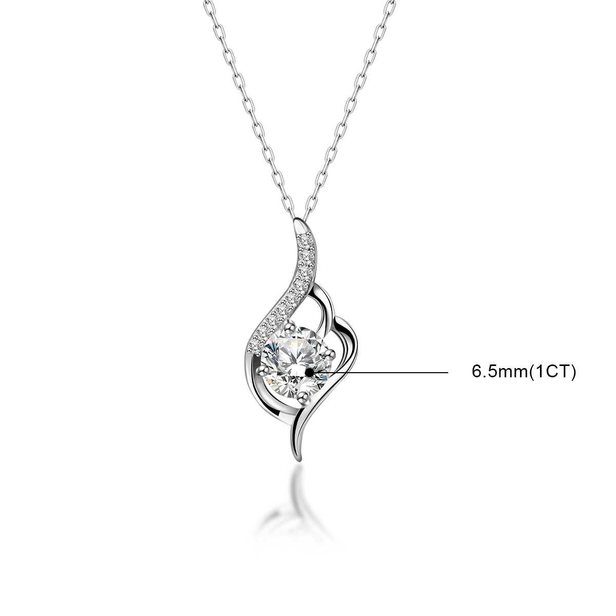 S925 1CT ROUND CUT SYNTHETIC MOISSANITE LOVE NECKLACE PENDANT GIFT FOR WOMEN