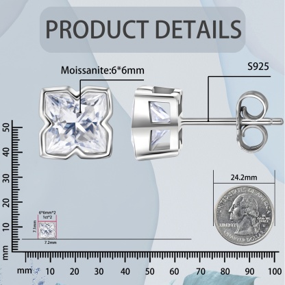 Delzzad Shining Four-Leaf Earrings Lab-Created Moissanite Stud Earring S925 Sterling Silver Moissanite Jewelry Perfect Gift for Women Wedding Set