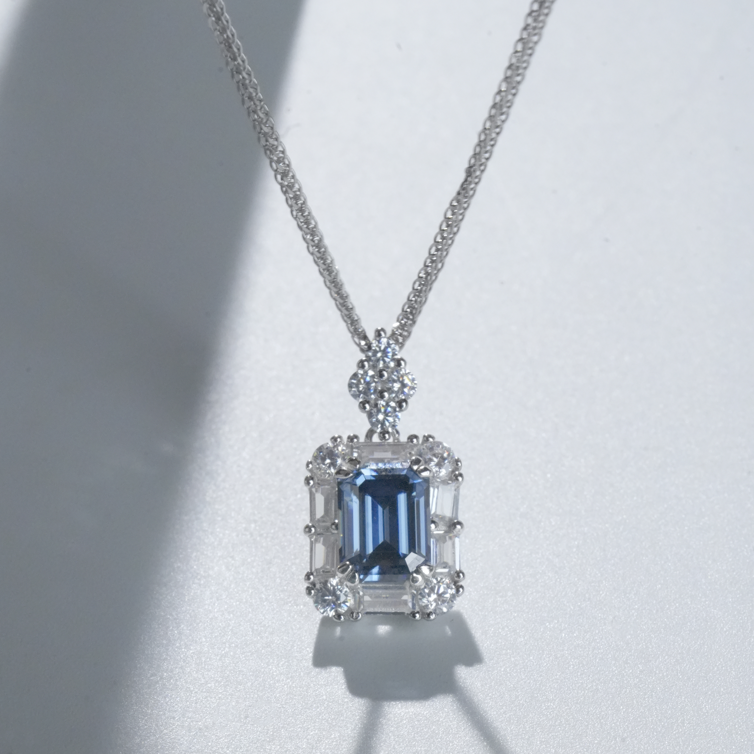 2ct Emerald Cut Synthetic Moissanite Glaring Pendant Necklace Chain S925