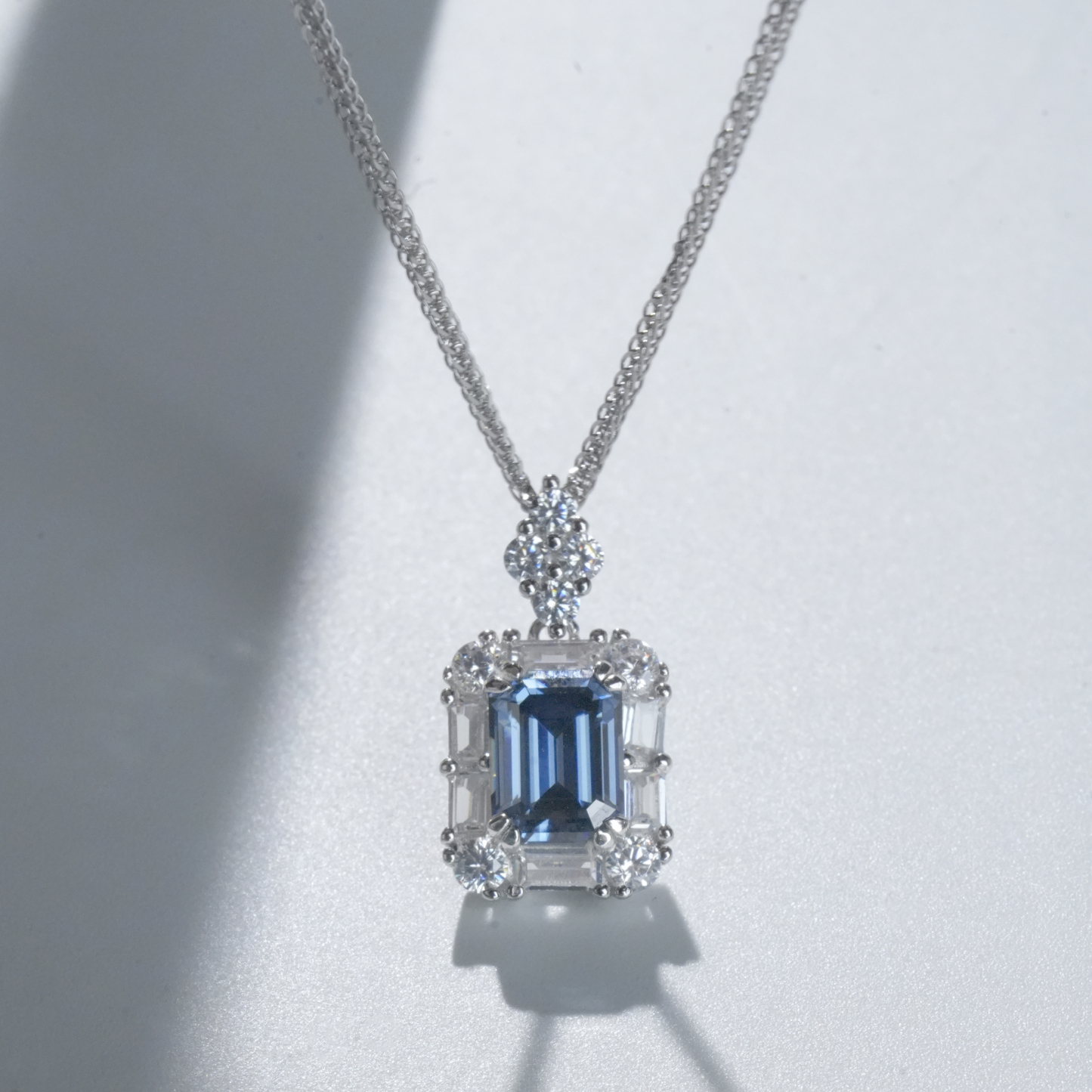 2ct Emerald Cut Synthetic Moissanite Glaring Pendant Necklace Chain S925