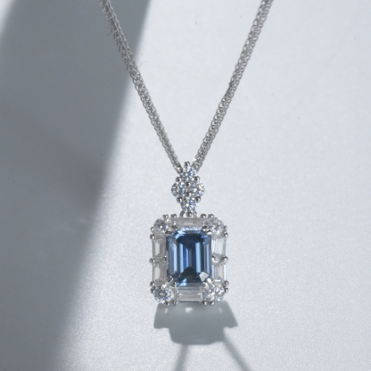 2ct Emerald Cut Synthetic Moissanite Glaring Pendant Necklace Chain S925