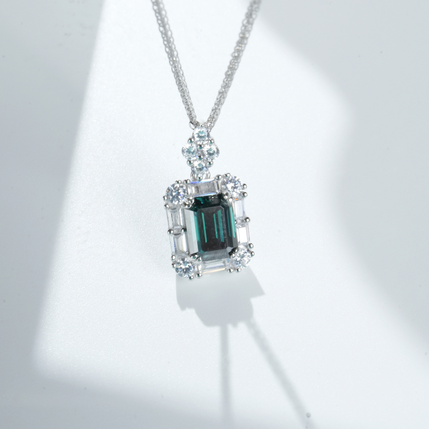 2ct Emerald Cut Synthetic Moissanite Glaring Pendant Necklace Chain S925