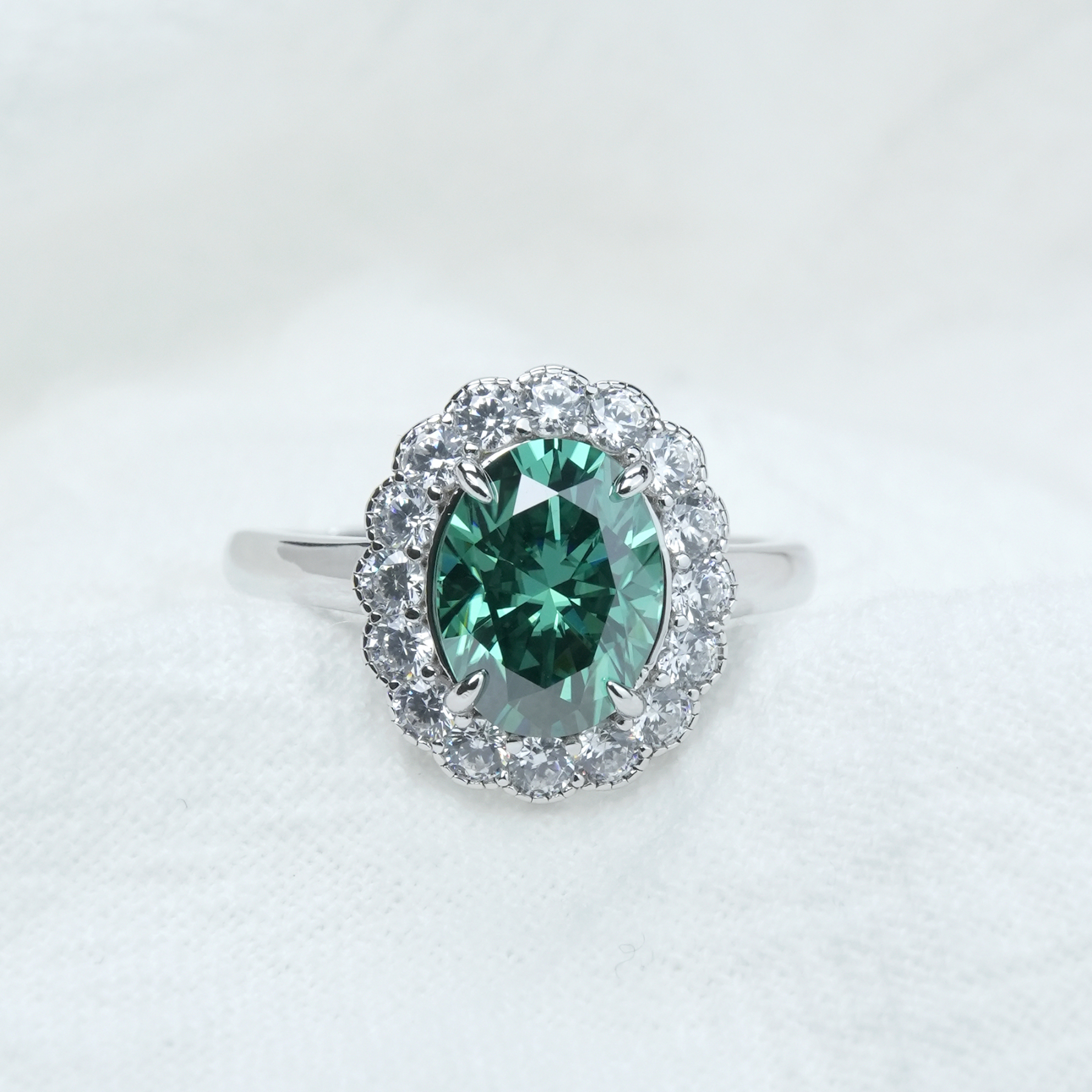 2ct Oval Synthetic Moissanite Sunflower Ring S925