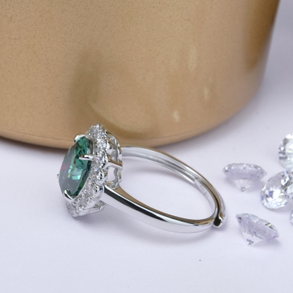 2ct Oval Synthetic Moissanite Sunflower Ring S925