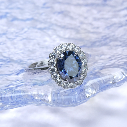 2ct Oval Synthetic Moissanite Sunflower Ring S925