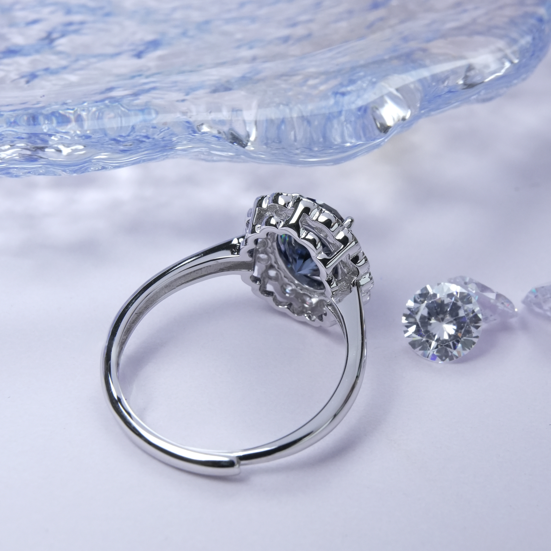 2ct Oval Synthetic Moissanite Sunflower Ring S925