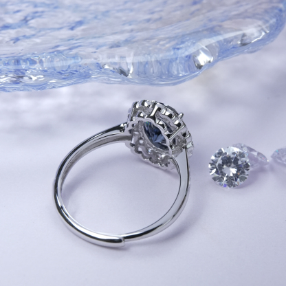 2ct Oval Synthetic Moissanite Sunflower Ring S925