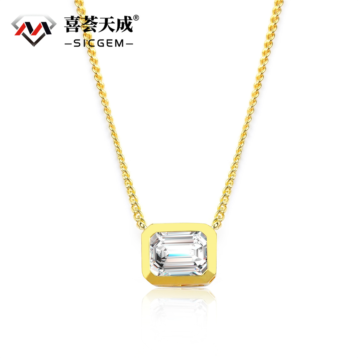 S925 3CT SYNTHETIC MOISSANITE BEZEL STYLE SOLITAIRE NECKLACE CHAIN