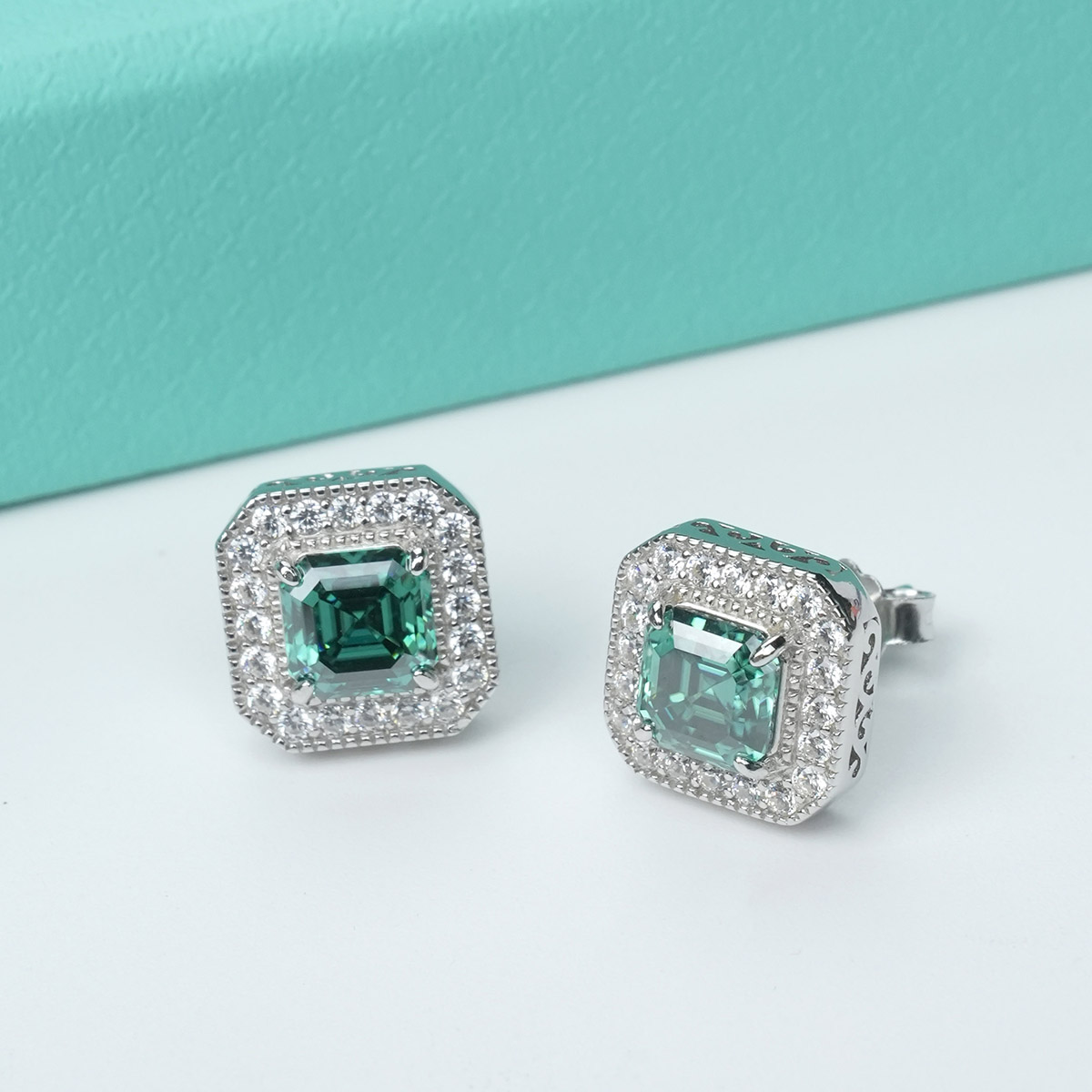 Luxury Asscher Stud Earrings VVS Synthetic Moissanite S925 Studs Earrings Jewelry