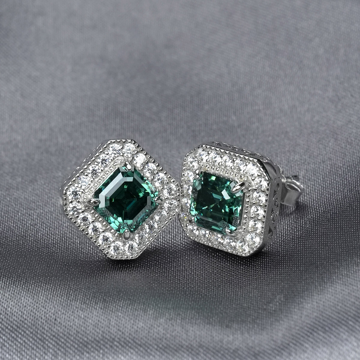 Luxury Asscher Stud Earrings VVS Synthetic Moissanite S925 Studs Earrings Jewelry