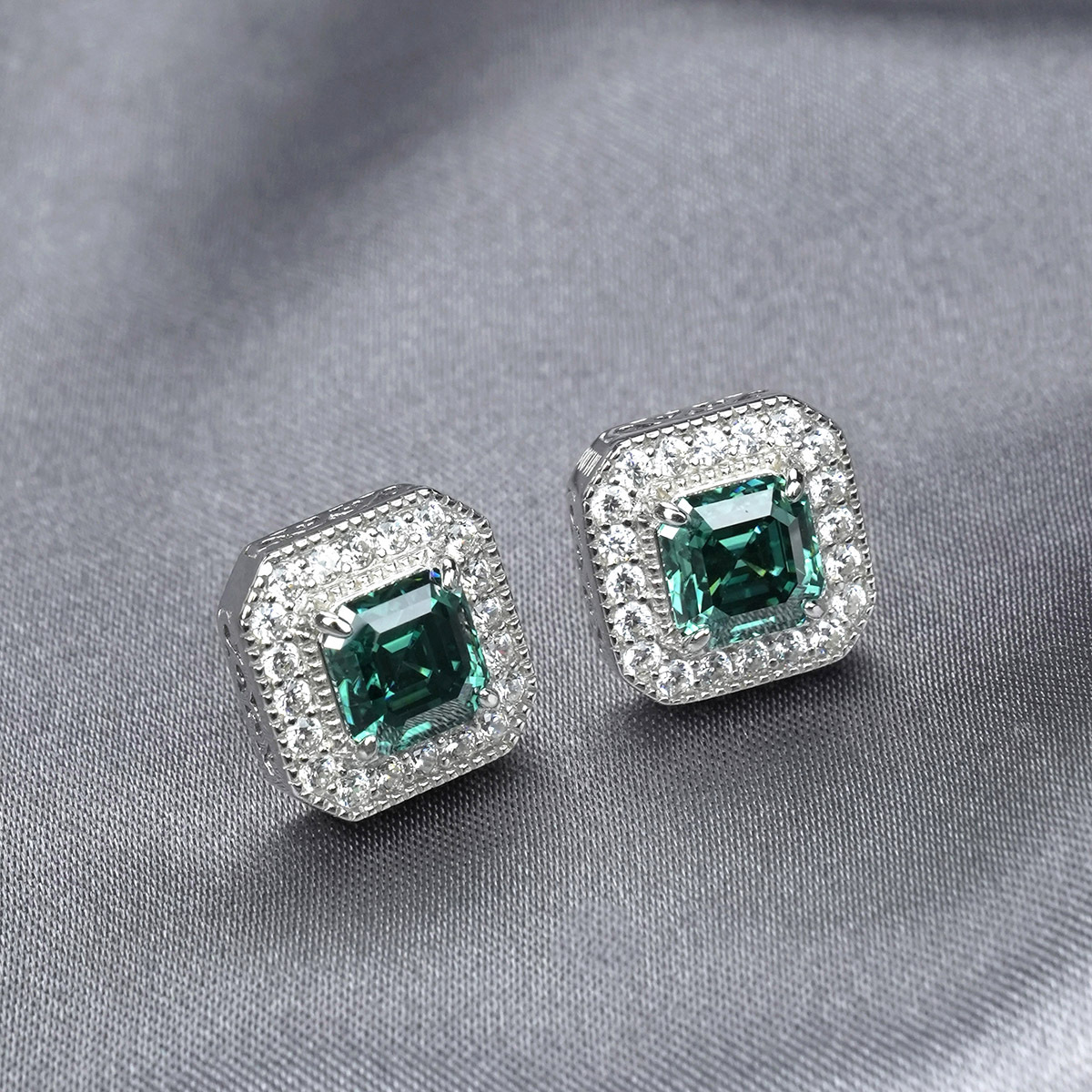 Luxury Asscher Stud Earrings VVS Synthetic Moissanite S925 Studs Earrings Jewelry