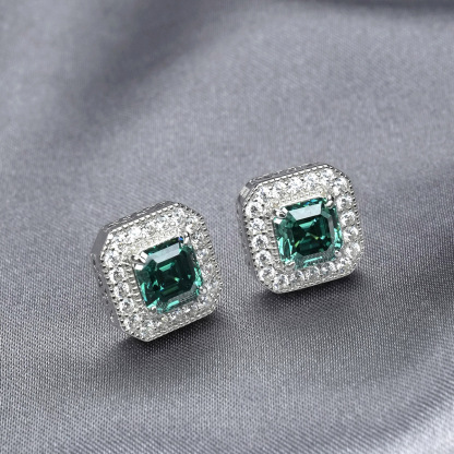 Luxury Asscher Stud Earrings VVS Synthetic Moissanite S925 Studs Earrings Jewelry
