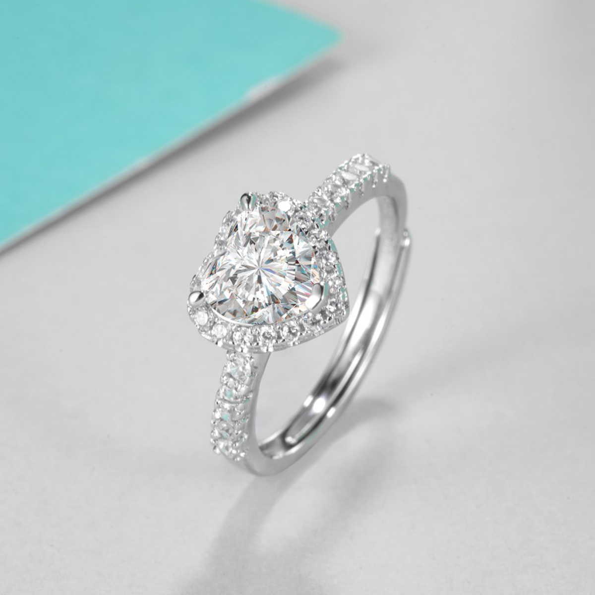 1ct Bling Heart Lifetime Ring Band Synthetic Moissanite Ring S925