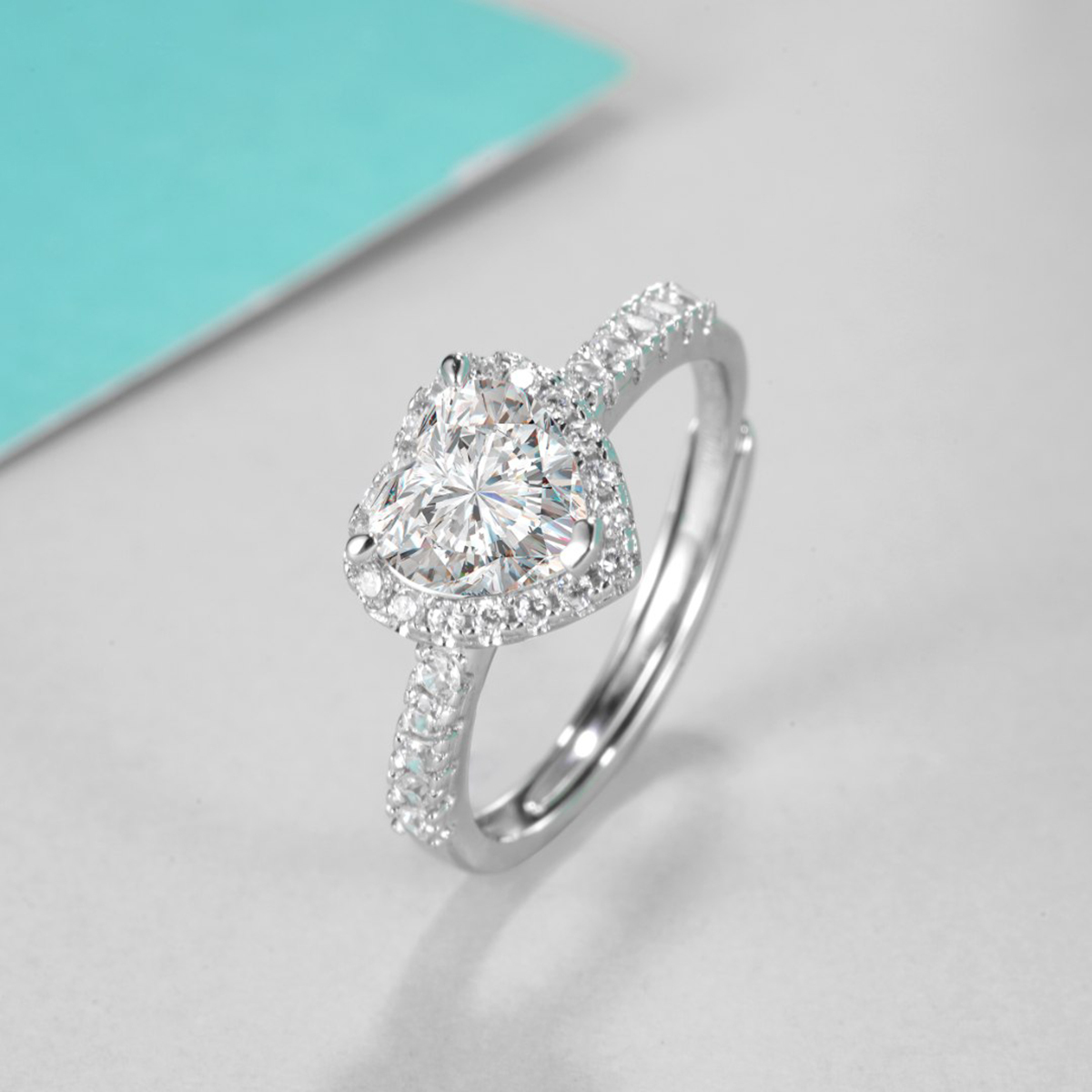 1ct Bling Heart Lifetime Ring Band Synthetic Moissanite Ring S925