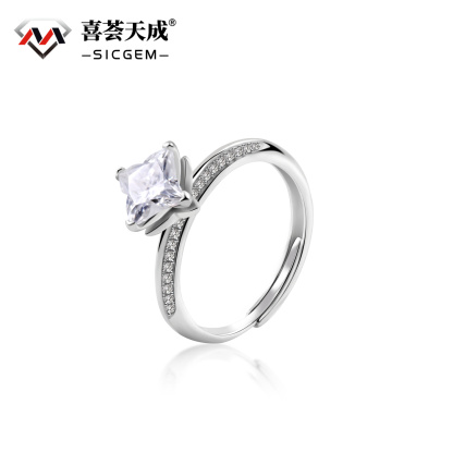 Delzzad Bling Adjustable Four-Leaf Ring Engagement Ring S925 & Lab-Created Moissanite