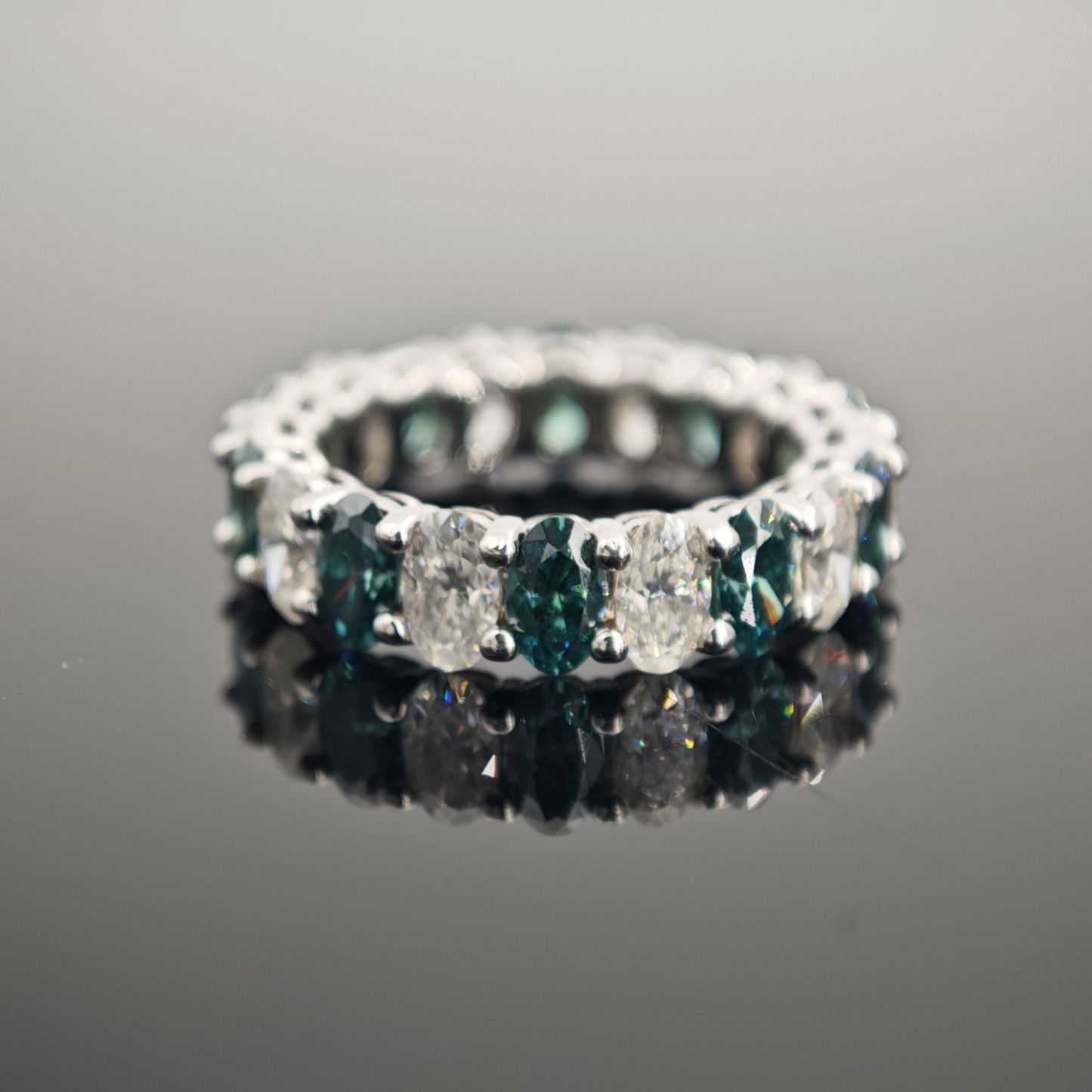 6ct Oval Synthetic Moissanite Full Eternity Stackable Band In 925 Sterling Silver