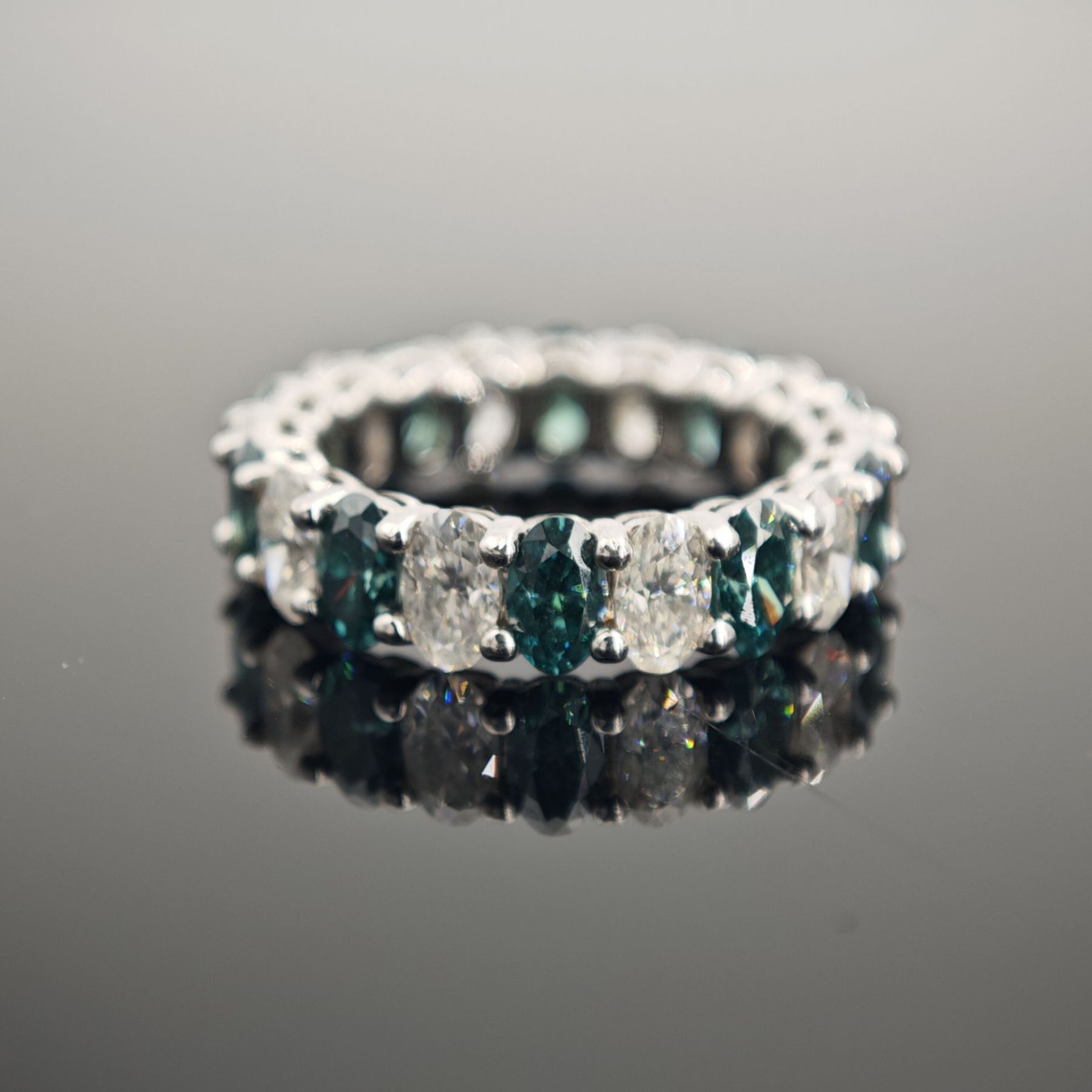 6ct Oval Synthetic Moissanite Full Eternity Stackable Band In 925 Sterling Silver