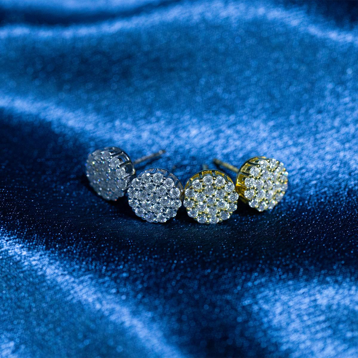 Iced Round Synthetic Moissanite Stud Earrings For Men Women Gift